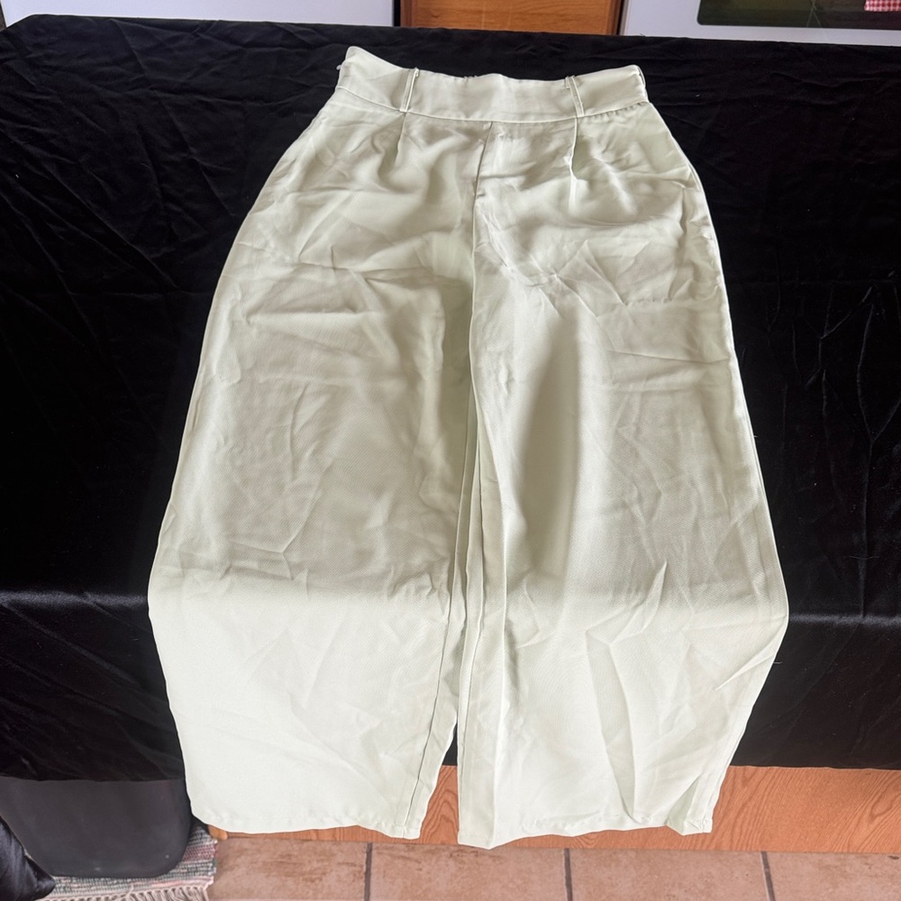 Wide-Leg Cream High-Waist Trousers